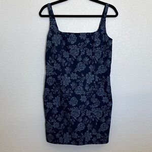 Navy Floral Denim Mini Dress